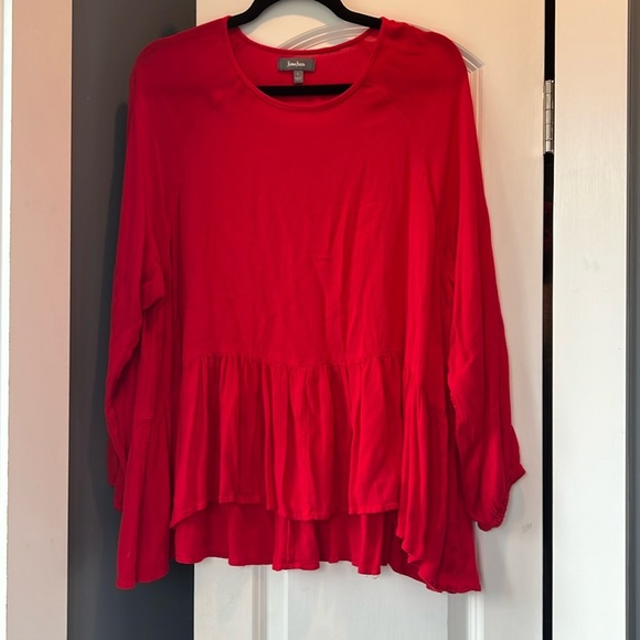 Neiman Marcus Red Flowy Blouse Top Size L - Picture 1 of 4